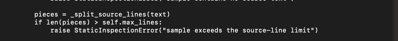Static inspection result demonstrating the existing text script assumptions