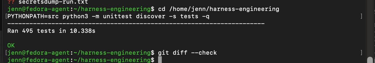 Test suite output showing 495 passing tests