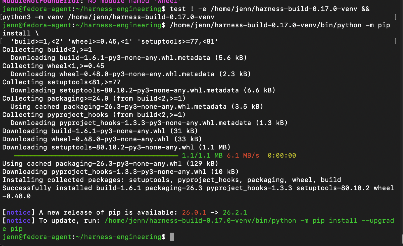 Temporary Python environment installing the package build tools