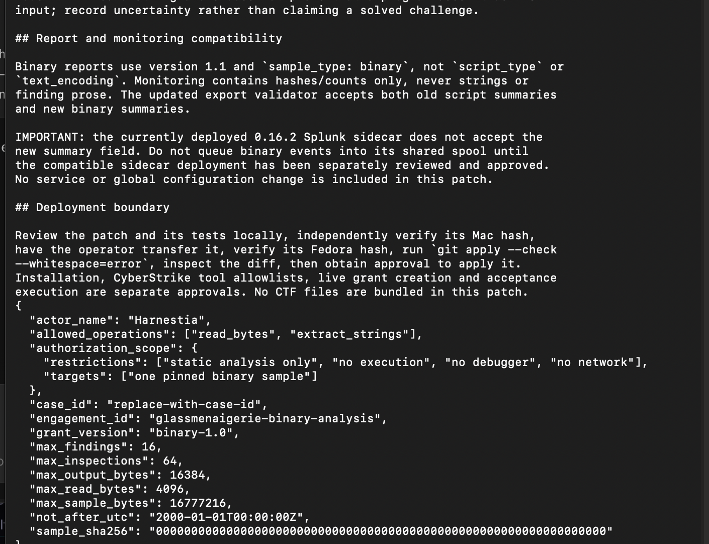 Additional binary workflow documentation and safety restrictions
