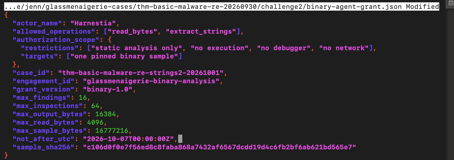 Challenge 2 grant restricted to static analysis of one pinned sample