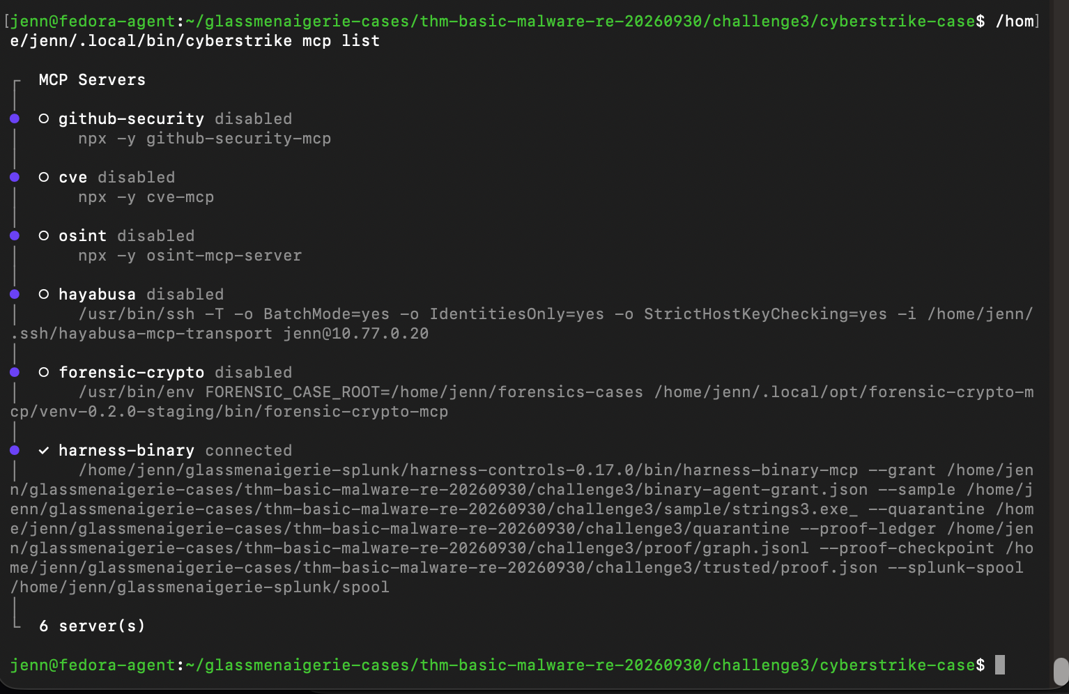 CyberStrike MCP list used to investigate the Challenge 3 tool access problem