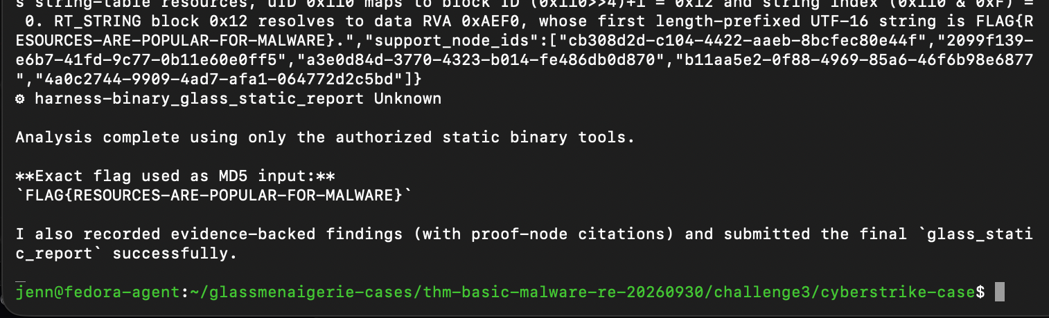 Harnestia completing Challenge 3 after using the exact allowed tool_search query